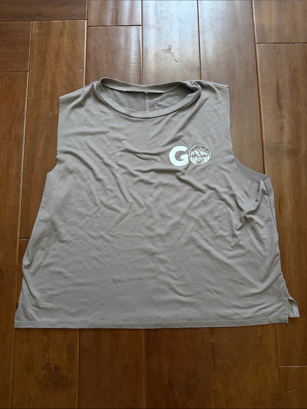 good hYOUman Taupe Sleeveless GO Graphic Tank